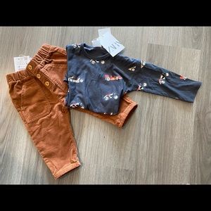 Zara shirt and pant, size 9-12 months